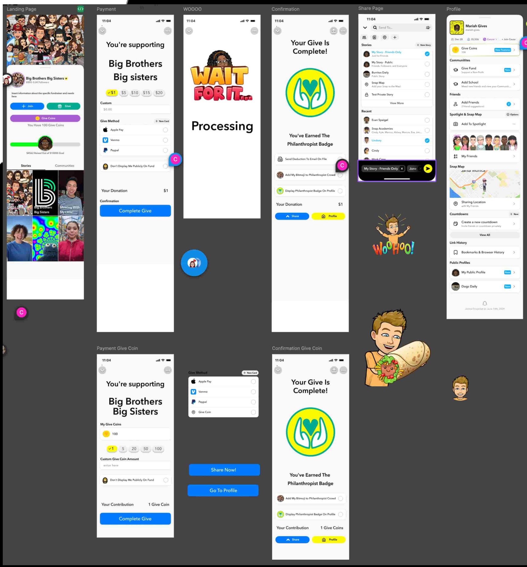 High-fidelity clickable prototype screens in Figma