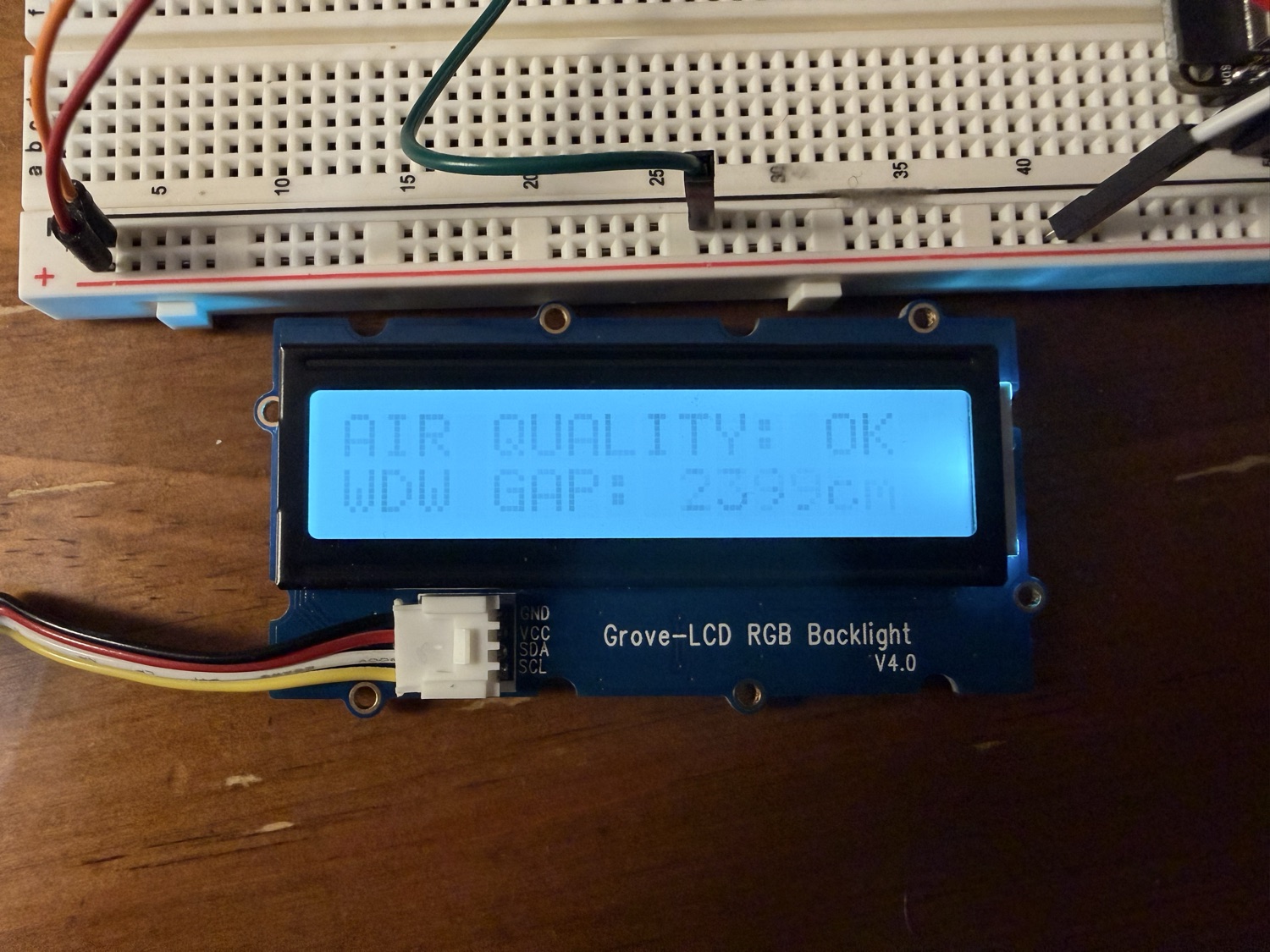 LCD showing AIR QUALITY OK