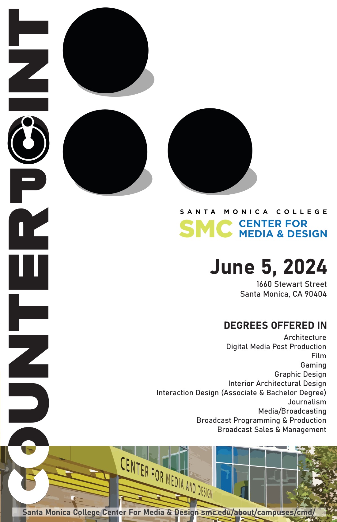 Counterpoint event poster for Santa Monica College Center for Media and Design